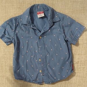 Wrangler Kids Blue Button Down Shirt with Pattern